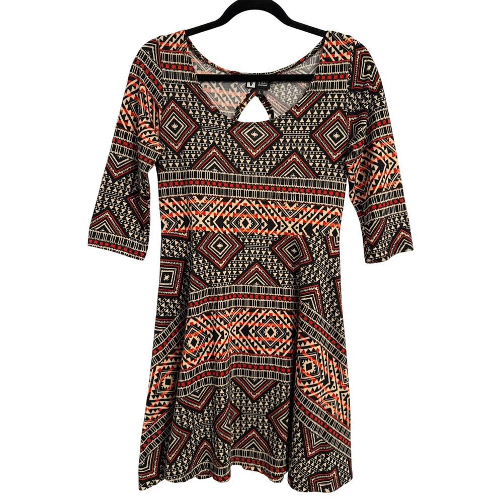 Vibe Sportswear Women's L Boho Aztec Knit Fit & Flare Mini Dress Southwestern‎